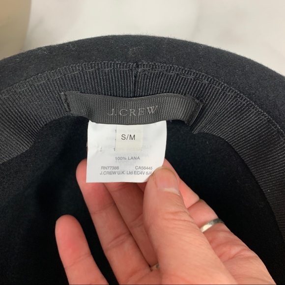 J Crew Black Wool Fedora Hat Grosgrain Ribbon S/M - Picture 7 of 8